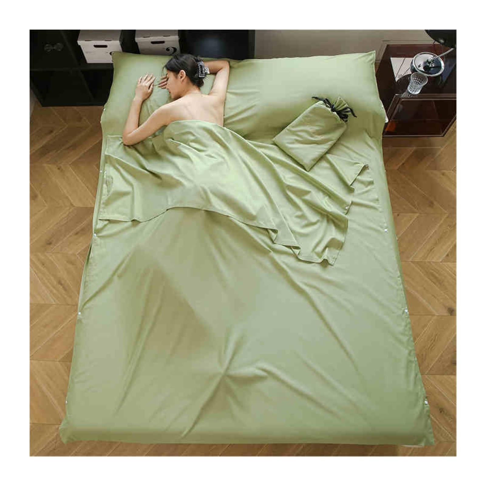 Drap de Sac de Couchage 1 2 Personnes Adulte 2 en 1 en Coton Ultra-léger et Confortable pour Voyage et Couverture de Voyage