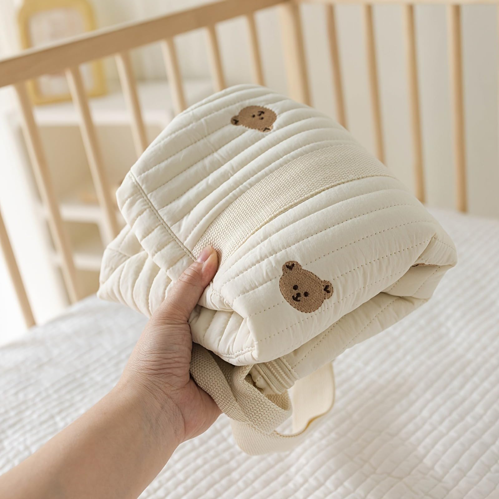 Sac d'accouchement Hôpital Maman Grande, Sac Poussette Ensemble de 2 Pièces, Bébé Changement, Épaule en Coton avec Broderie, Impression Mignon Portable Universel