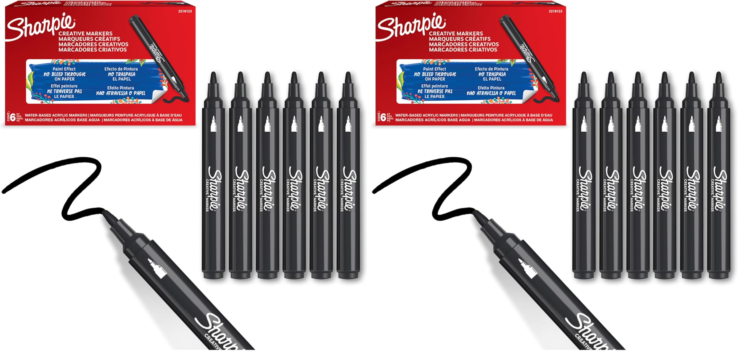 SHARPIE Akrilik markör, Yuvarlak uç, Siyah (2 paketi)