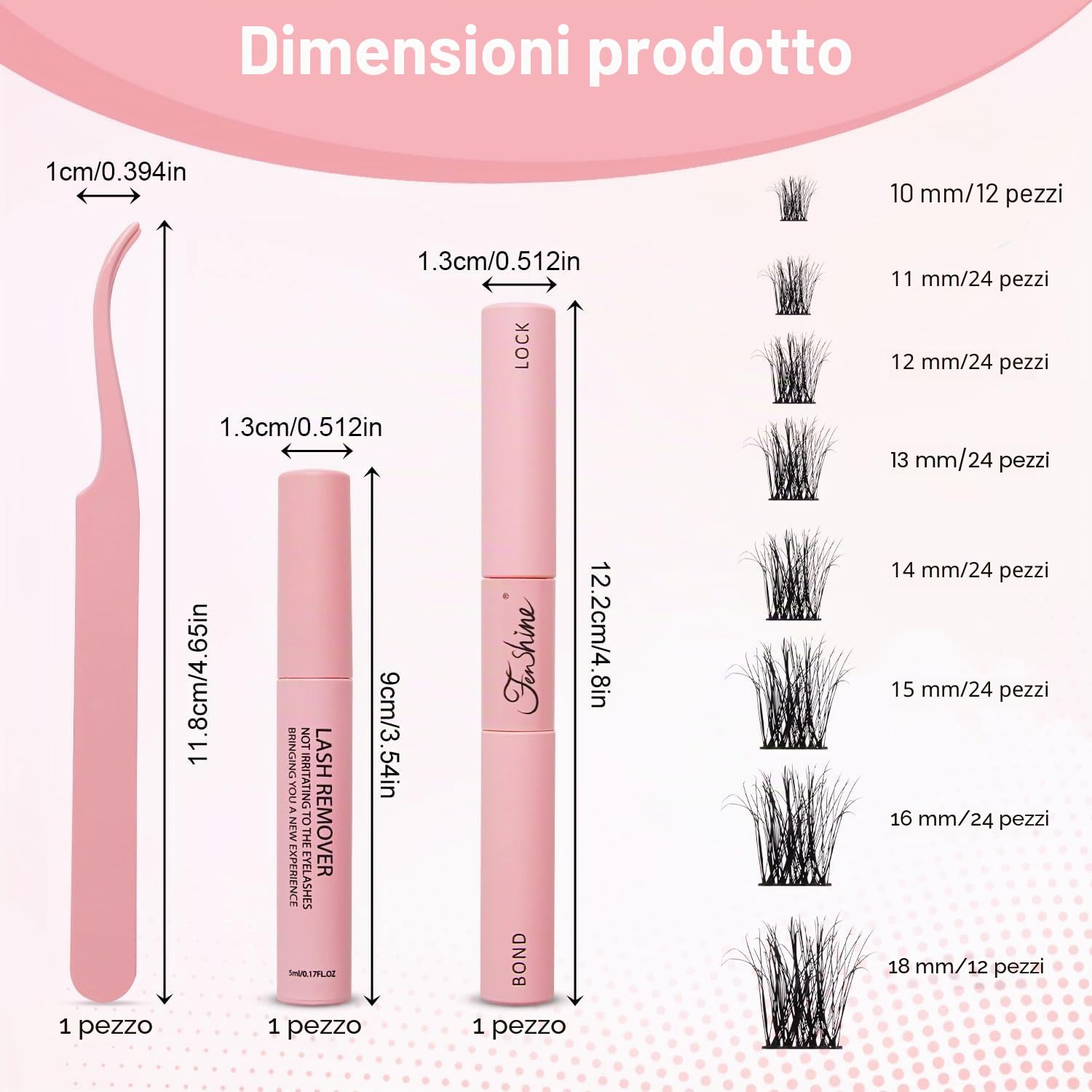 Fenshine Ciglia Finte Cluster, di lunghezza, morbide, per uso personale e domestico,I vecchi lotti vengono spediti a caso (T50 Eyelash Extension Kit)