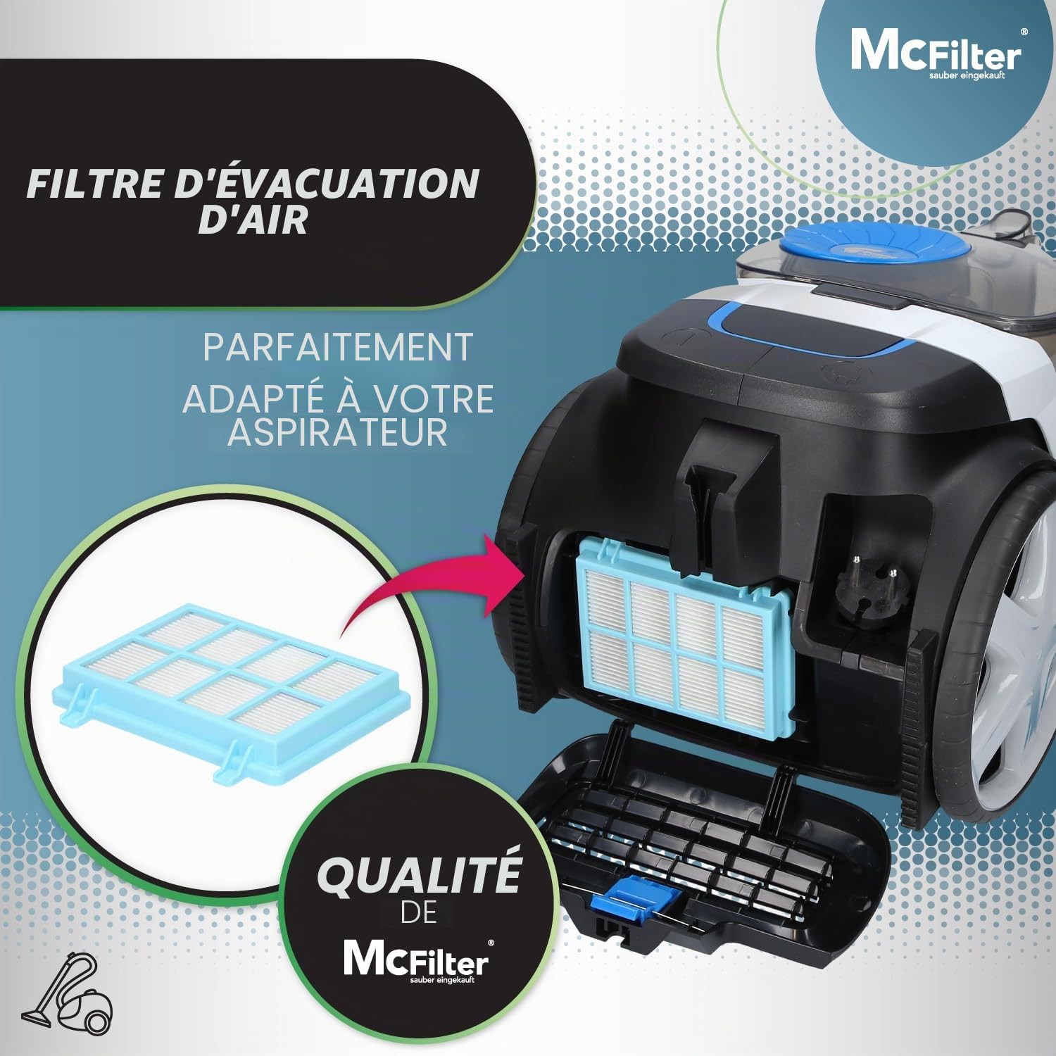 Lot de 3 filtres pour aspirateur Philips PowerPro Compact et Active - Alternative pour le kit de rechange Philips FC8010/02