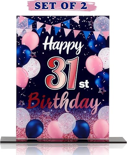 Miniatura 260 de LINGTEER Happy 11th Birthday Decorations, 2Pcs Black&Gold Stand Print Acrylic Table Centerpieces Backdrop Board- Cheers to 11 Years Old Fun Birthday