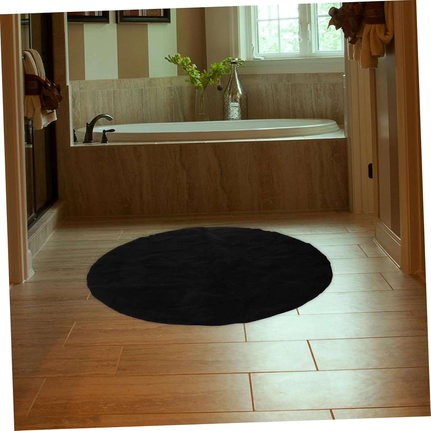 POPETPOP Hot Tub Slip Mat Round Rug for Outdoor Pools Durable and Absorbent Flooring Protector for Hot Tubs Yoga and Pet Areas