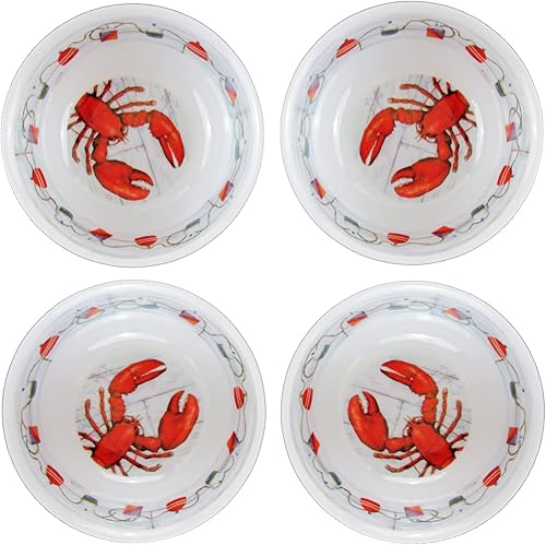 Nantucket Home - Juego de 4 cuencos de plástico para mantequilla de melamina de langosta roja