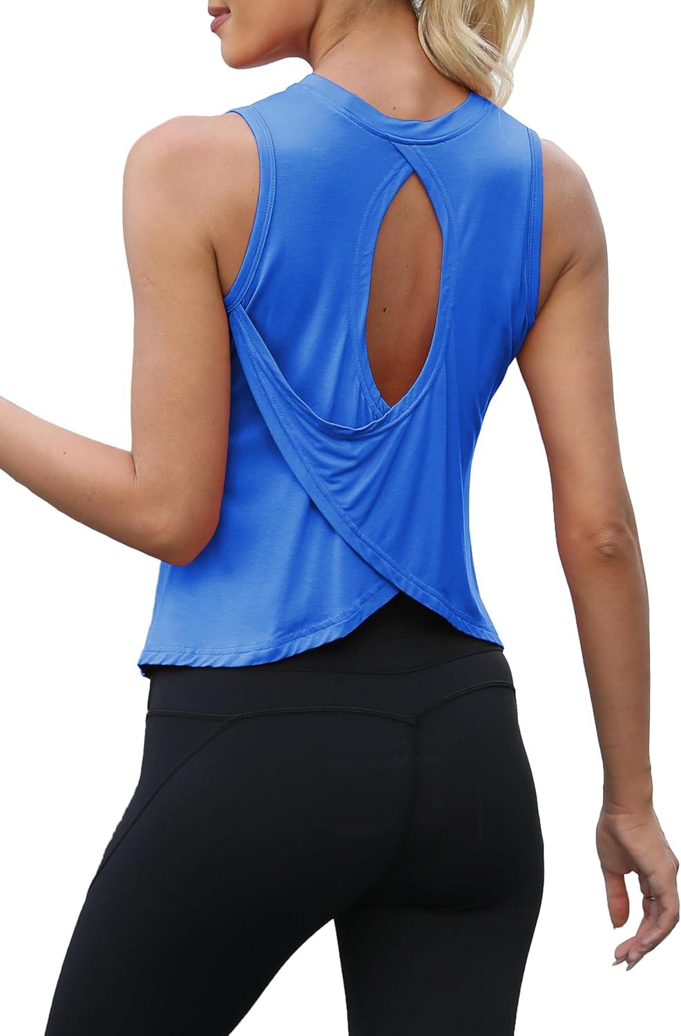Bestisun Open Back Workout Yoga Tank Tops Split Back Athletic Gym Shirts for Women