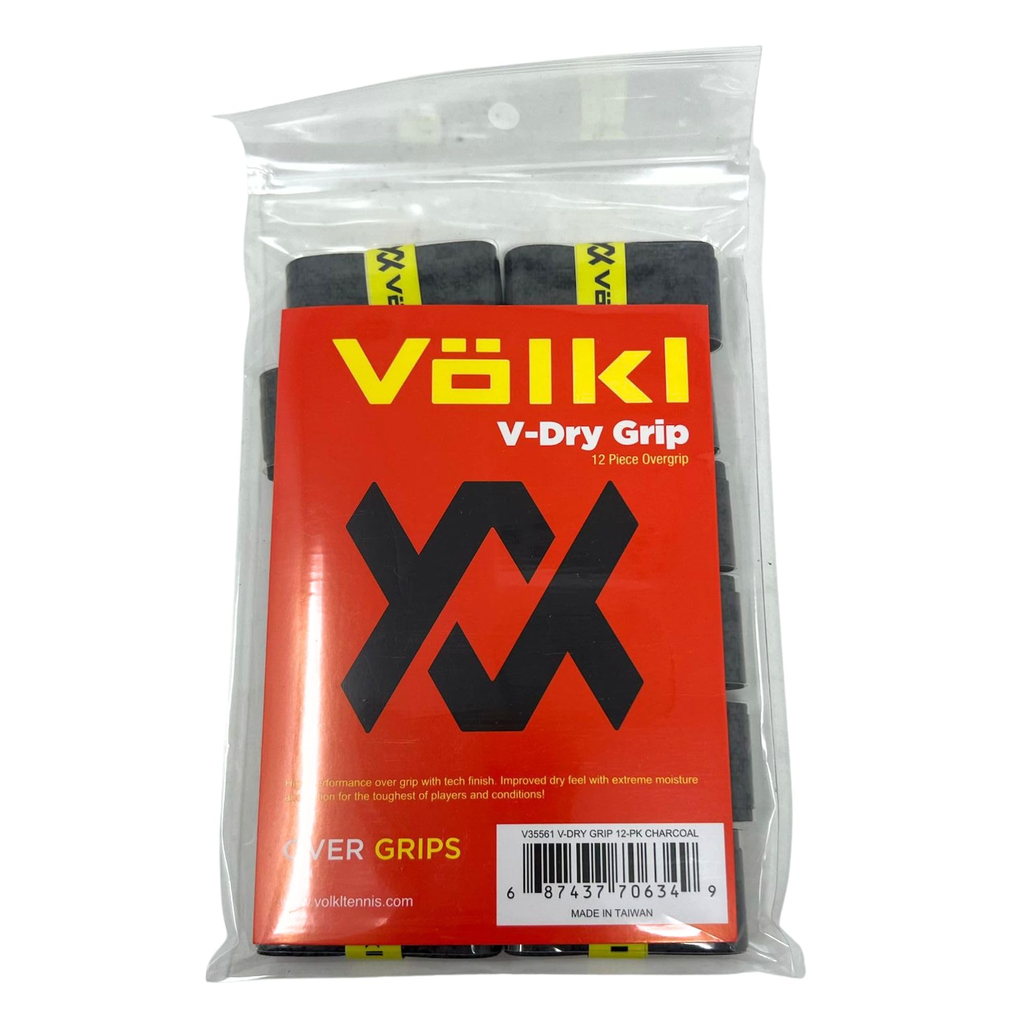 Völkl V-Dry Overgrip | Tennis, Pickleball & Squash Racquet Overgrip | Dry-Touch, Sweat-Absorbing Grip Tape (Charcoal, 12 Pack)