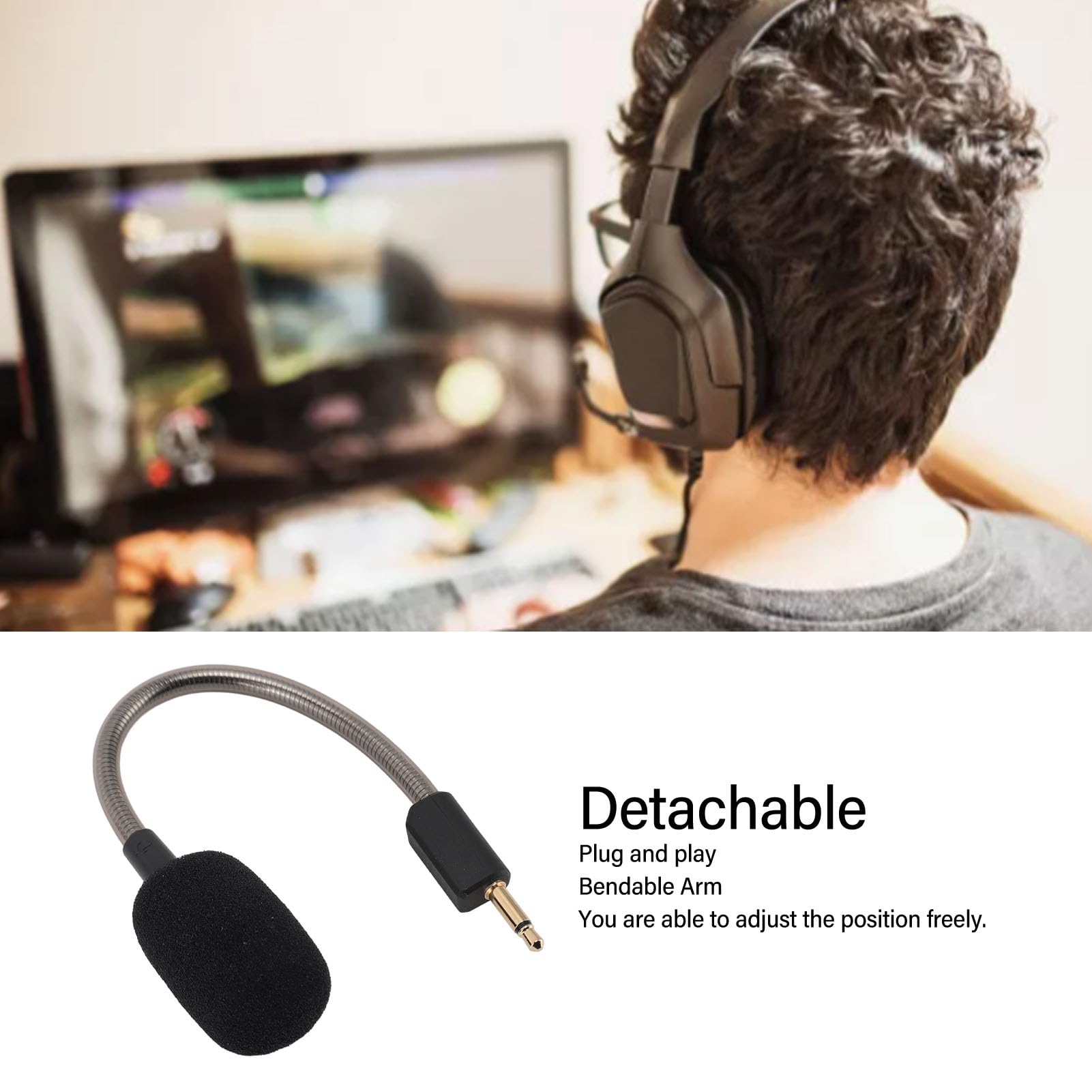 VBESTLIFE Microfono da Gioco Sostitutivo per Cuffie da Gioco Cloud III, Microfono da Gioco Sostitutivo da 3,5 Mm, Plug and Play, Braccio Microfono Rimovibile per Cuffie da Gioco Cloud III
