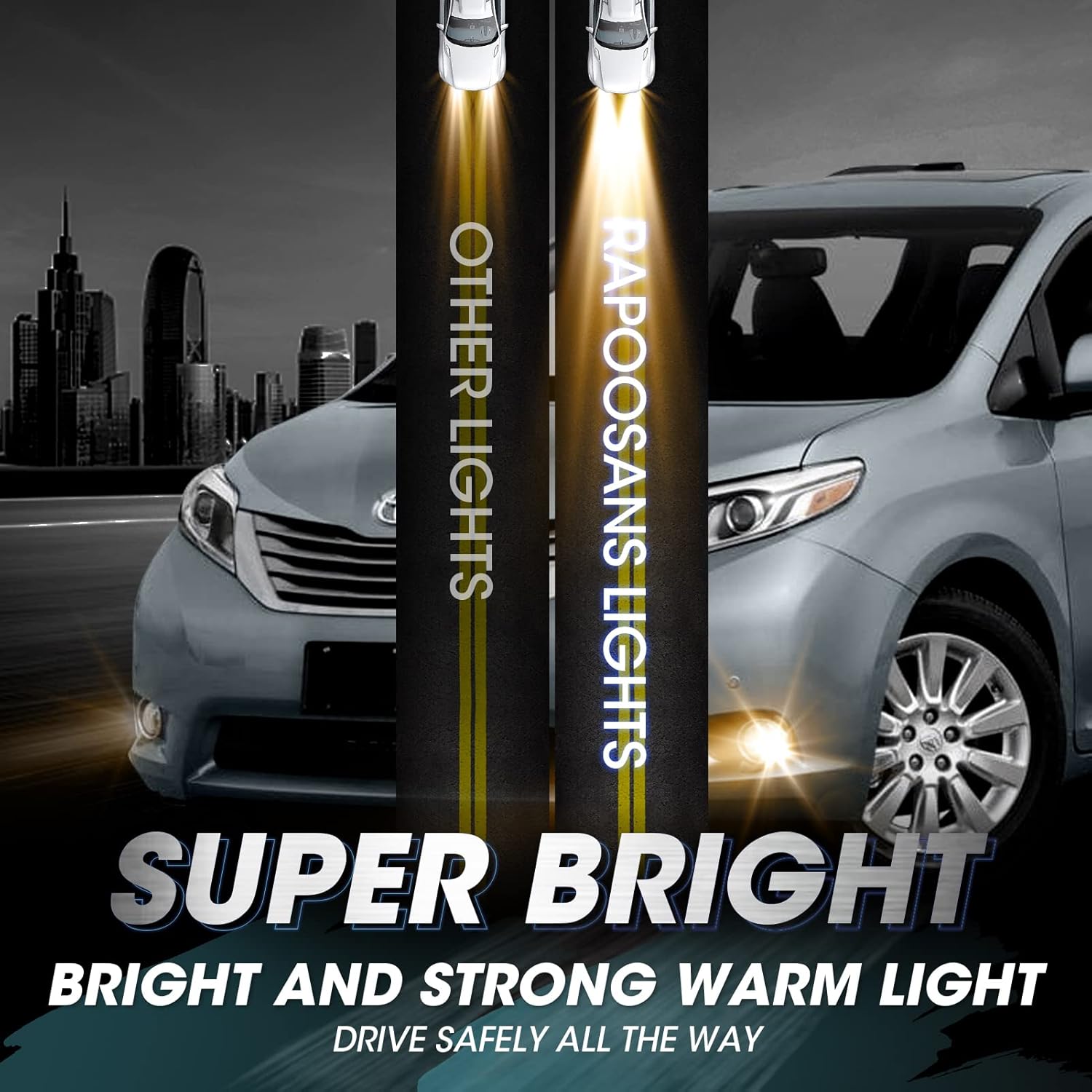 Driving Fog Lights Lamps Assembly for Toyota Sienna 2011 2012 2013 2014 2015 2016 2017 with H11 12V 55W Bulbs included Switch and Wiring Kit(Chrome Bezel)