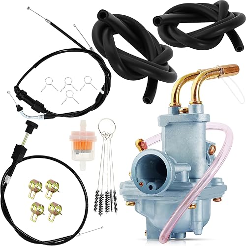 Miniatura 9 de Carburador + cable del acelerador + cable de estrangulador compatible con Yamaha Peewee PW50 Y-Zinger PW 50 Gtmotor G50T Loncin PY50 LX50PY Jianshe