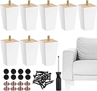 Vista 13 de TURSTIN Juego de 8 patas cuadradas de madera maciza de 8 pulgadas para sofá, patas de repuesto para sofá, patas de muebles de mediados de siglo