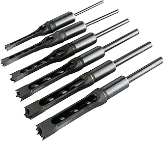 6pcs Square Hole Mortise Chisel Drill Bit Tools, 5/8" 9/16" 1/2" 3/8" 5/16" 1/4" HSS Woodworking Hole Saw Mortising Chisel Drill Bit Set, Different Sizes
