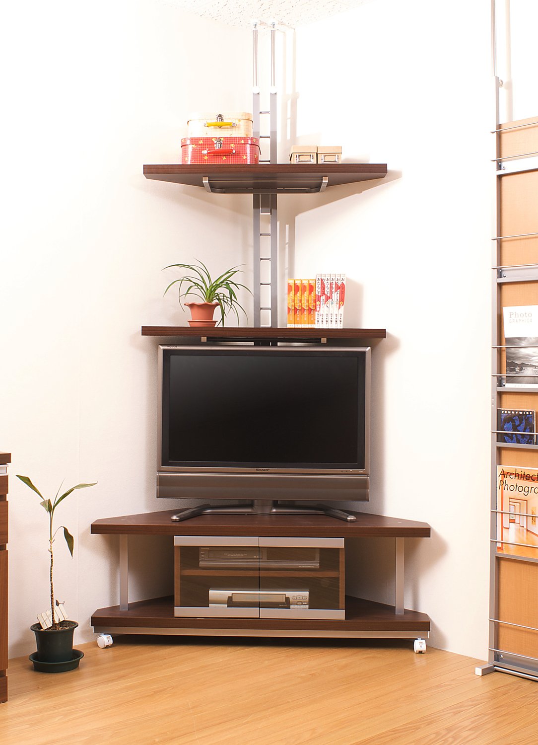Amazon.co.jp: 突っ張りコーナーラック2段 +コーナーテレビ台120幅 NJ Amazon.co.jp: 突っ張りコーナーラック2段 +コーナーテレビ台120幅 NJ