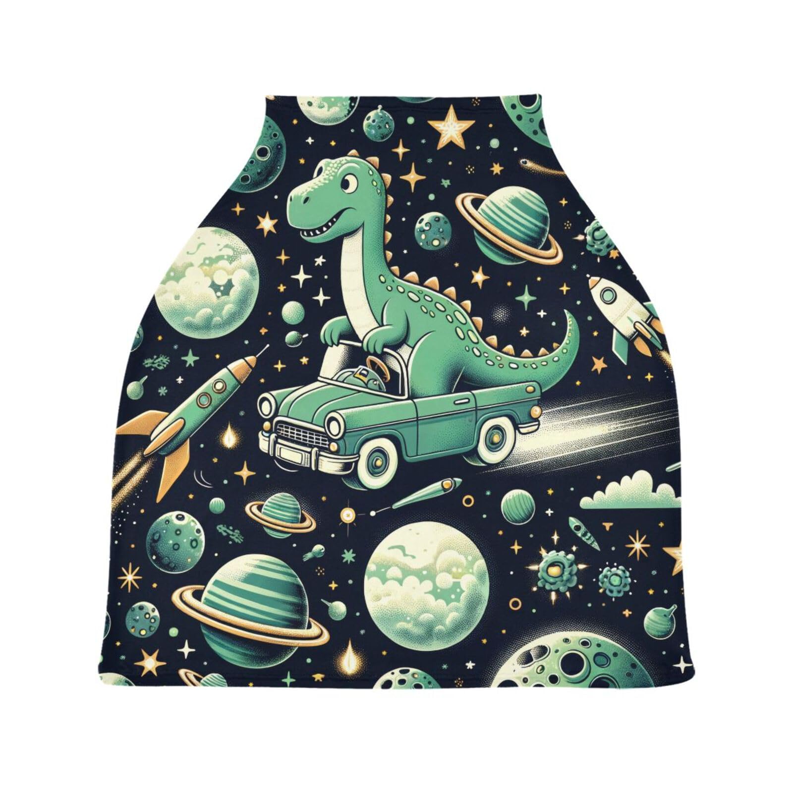 Bulletgxll Space Dinosaurs Green Car Seat Covers for Babies Breathable Nursing Breastfeeding Cover Multi-Use Infant Carseat Canopy and Stroller Cover for Boys Girls