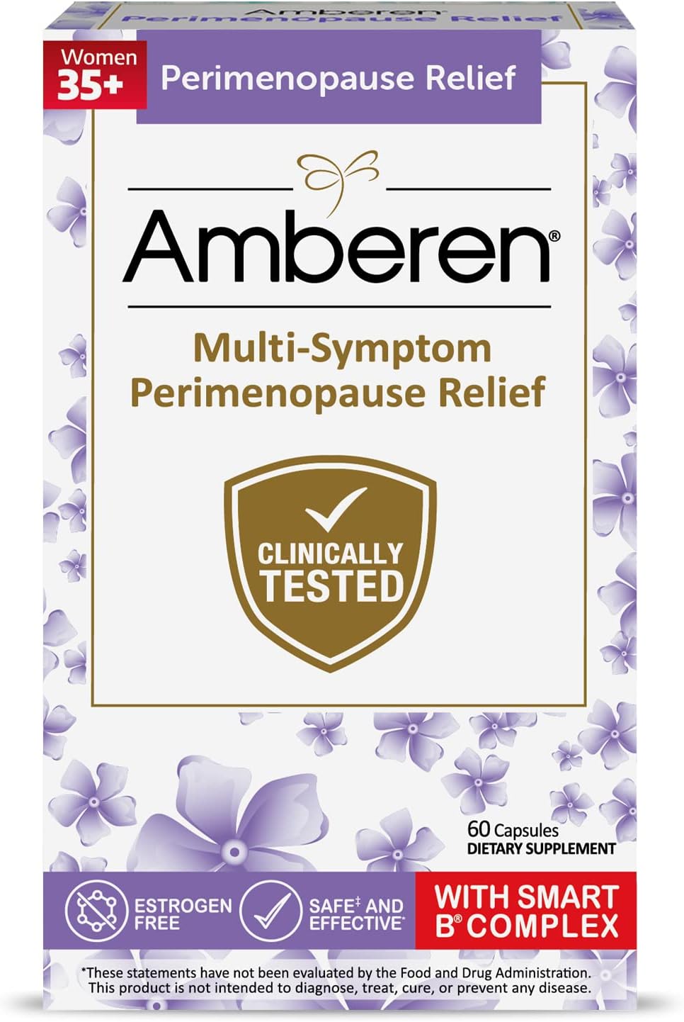 Amberen Peri: Safe Multi-Symptom Perimenopause Relief | Helps Restore Menstrual Regularity & Hormonal Balance | Relieves Fatigue, Stress, Hot Flashes, Anxiety & More - 1 Month Supply