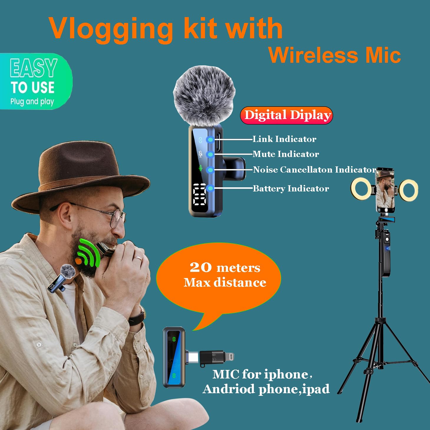70.9" Auto Face Tracking Tripod For IPhone Anriod