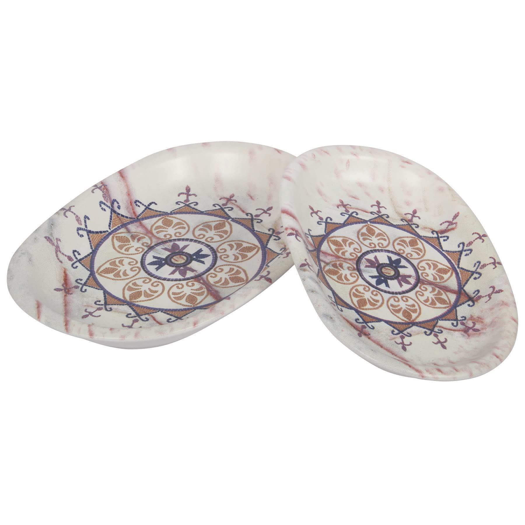 Glasshop 2 Different Sizes Stoneware Serving Platter. Salad Appetizer Dishes. Decorative Pattern & Themes Platter. (Set of 2) (Terra Cotta Ethnic)
