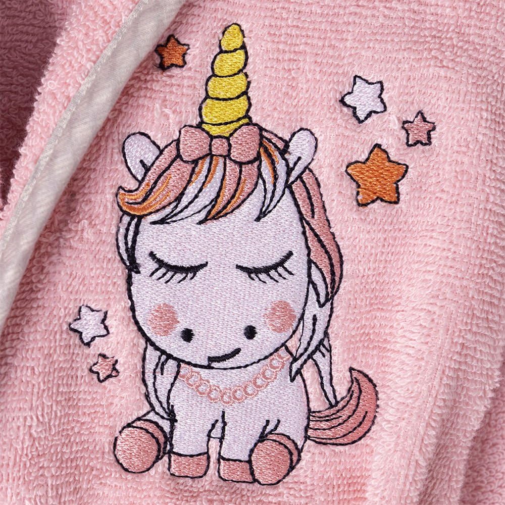 Accappatoio In Spugna Di Cotone Per Bambini 100% - Lilla Con Ricamo - Taglia 14 Anni - Morbido E Assorbente, Certificato Oeko-Tex - 6
