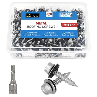 #101Inch Metal Roofing Screws 320-PCS Hex Head Rustpert Coating Screws