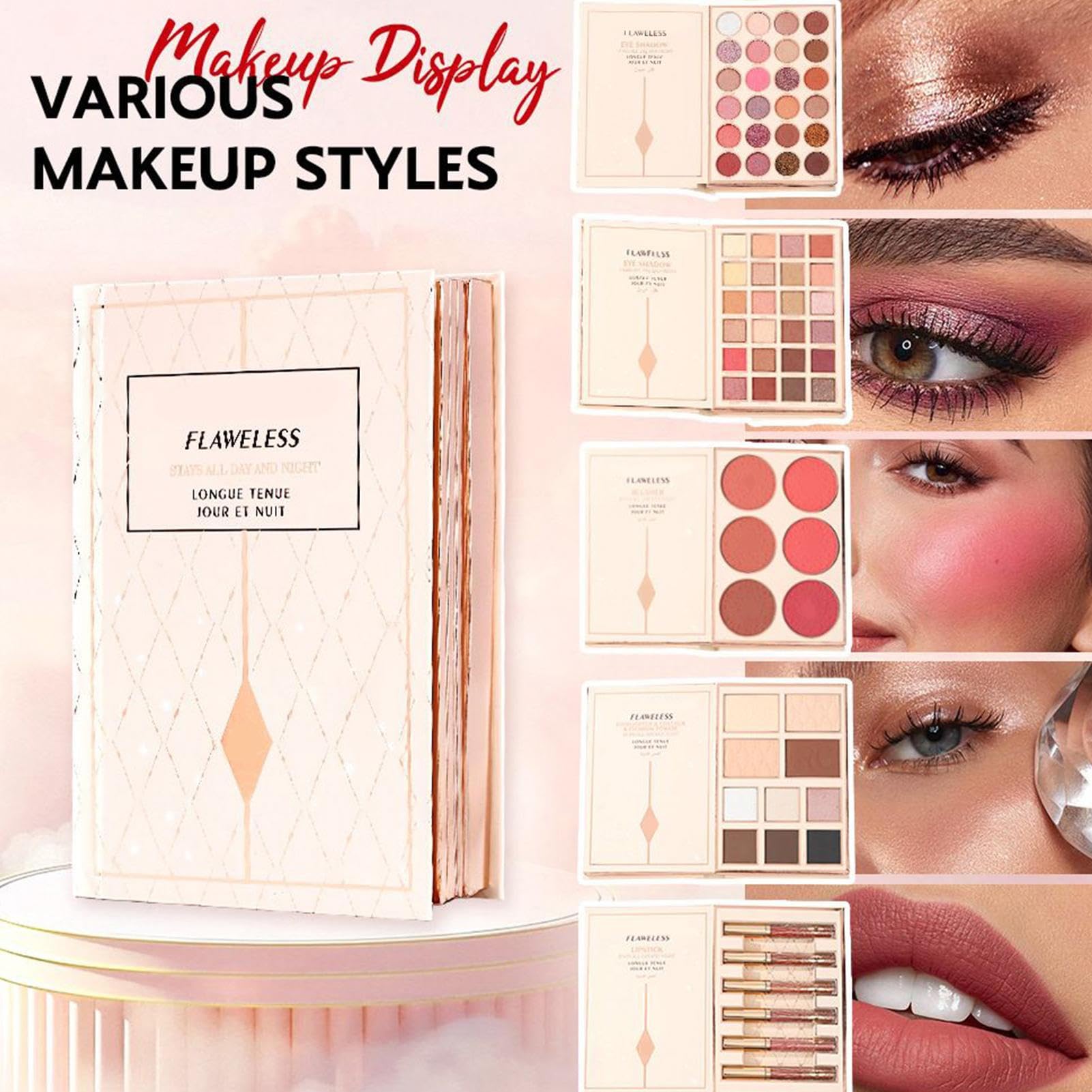 Palette Di Ombretti Per Gli Occhi 48 Colori Opaco Brillante Illuminante | Trucco A Forma Di Libro Per Donne Ragazze Ogni Giorno Festa Viaggio Halloween Uso Quotidiano Occasioni Speciali