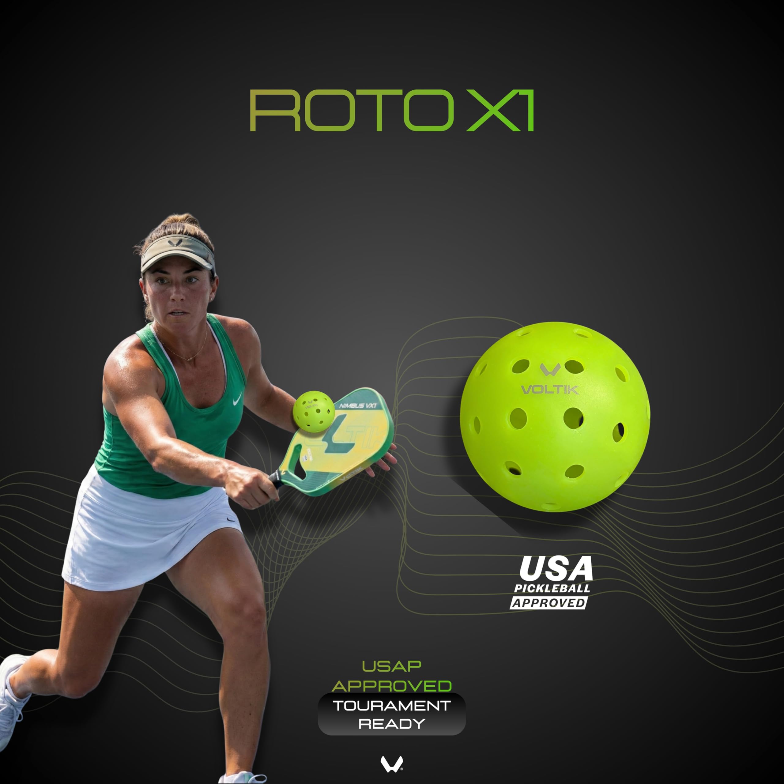 VOLTIK Roto X1 Outdoor Pickleballs – USAPA Tournament Standard Balls – 40-Hole Rotomolded One-Piece Construction for Extreme Durability – Neon High-Visibility – 1-Year No-Crack Warranty (Pack of 4) 4