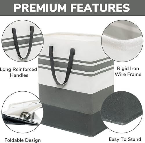 Miniatura 2 de Goodpick Large Laundry Hamper, 2-Pack 75L Tall Laundry Basket, Clothes Hamper Basket Organizer with Extended Handles, Folding Laundry Baskets for