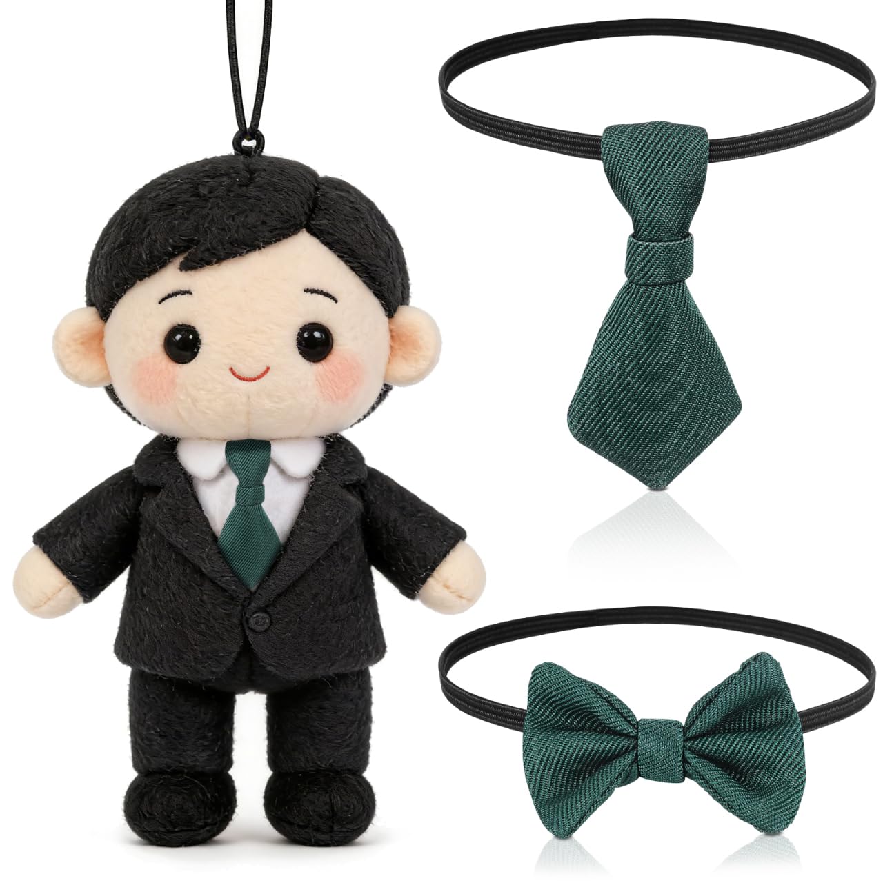 VICASKY Mini Bowtie Accessories and Tiny Necktie Set for Dolls 20cm Cotton Doll Tie and Bow Tie Fashion Dress-up Accessories for Boys and Girls and Collectors 2pcs Miniature Neckwear Set