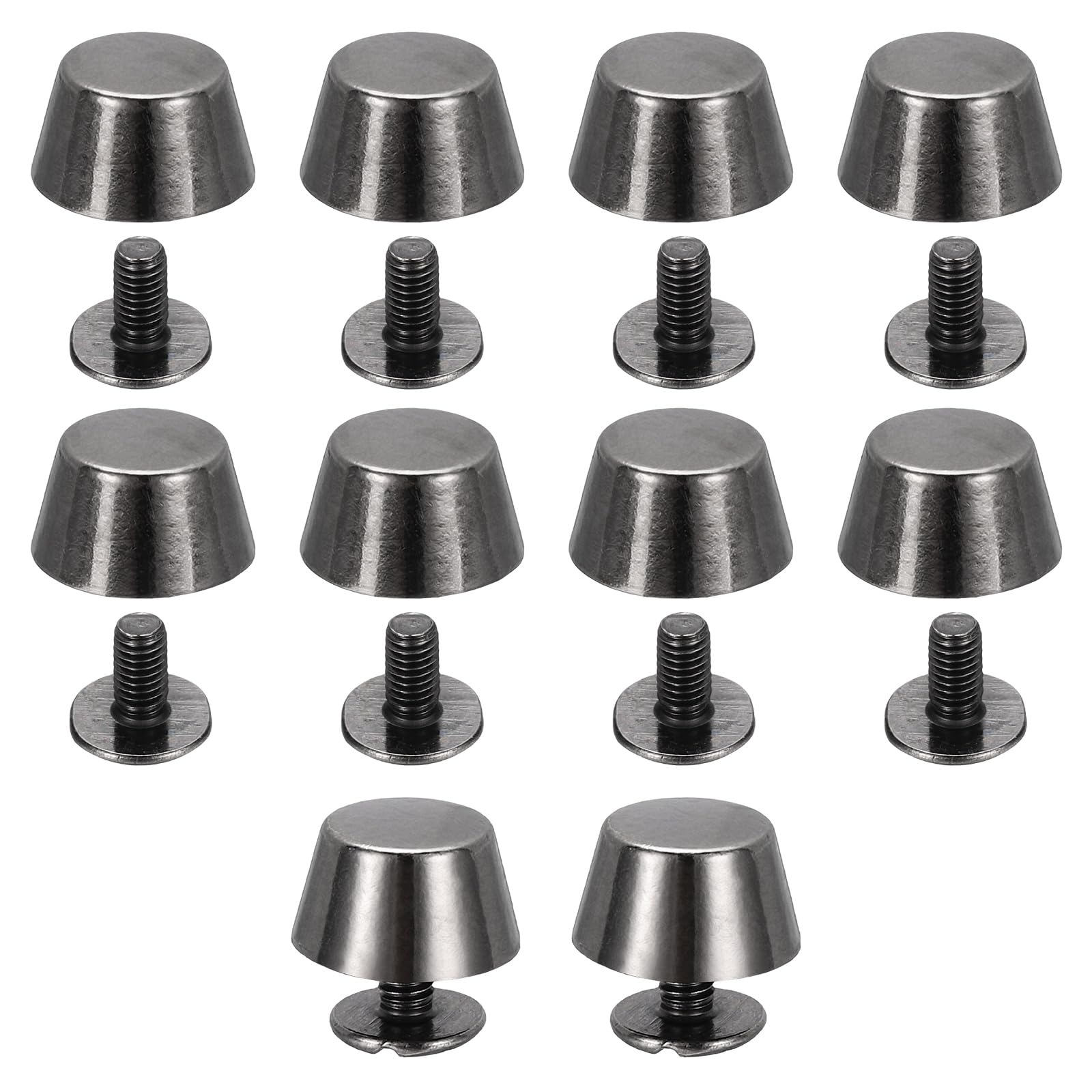 sourcing map 6 Sets Rivets Stud Handbag Purse Feet 12mm / 1/2" Screw Back Spikes Nailhead Flat Head Stud Rivet Buckle Leathercraft for Leather DIY Collar Belt Bag Totes, Gunmetal — image 1