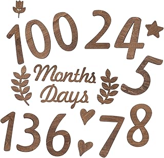 DIKACA 1 Juego Decoración mensual de la marca bebe recien nacido nacimiento Vaya accesorios para la sesión de fotos para bebés apoyo de la foto del recién nacido de madera Marrón