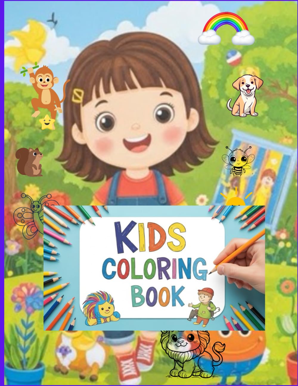 Kids colouring books magical animals adventure book