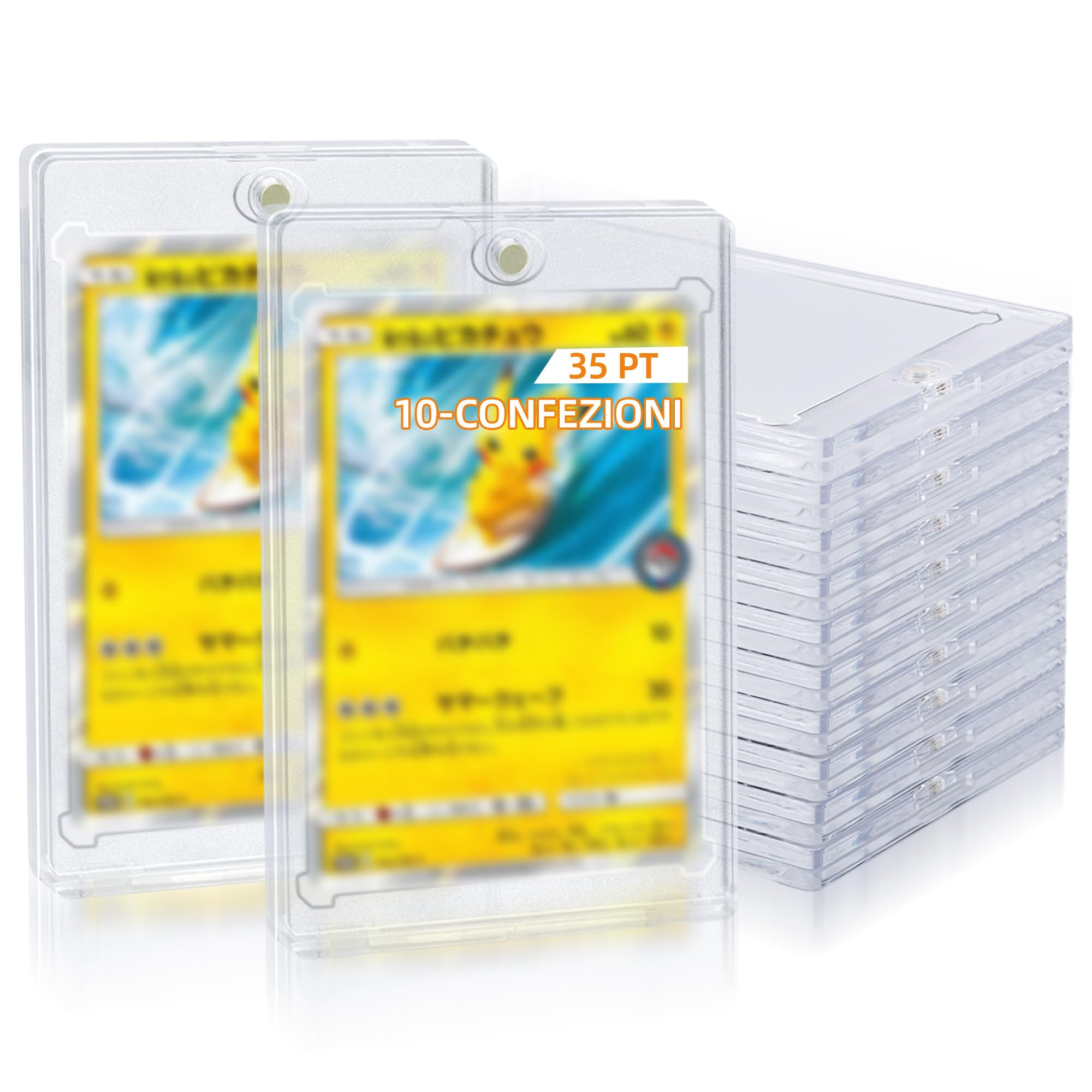 Tolesum 10PCS Magnetic Trading Card Holder 35PT Bustine Protettive UV Protezione Custodie Porta Carta Trasparente Magnetiche Carta Cornici Carte Collezionabili per Yugioh,Magic, MTG, Sport