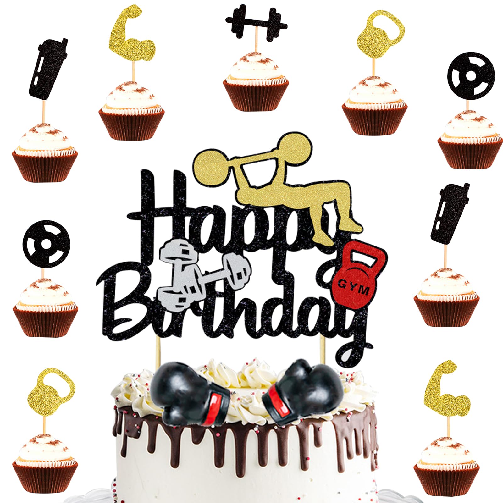 25 Pièces Décorations Pour Gâteaux Fitness, Fitness Cake Topper