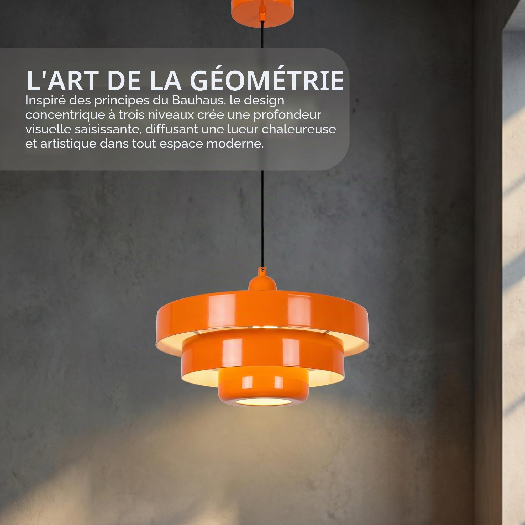 BARCELONA LED Suspension Macarron E27 Bauhaus Orange Ø35 Cm