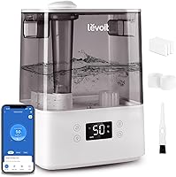 LEVOIT Classic 300S 6L Smart Humidifier for Large Rooms - Cool Mist Top Fill, App & Voice Control, Auto Humidity, Quiet Sleep Mode Gray