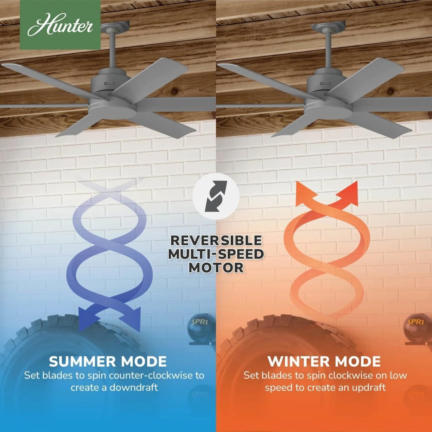 Hunter Fan 52 inch Casual Matte Silver Outdoor Ceiling Fan with 6 Blades (Renewed)