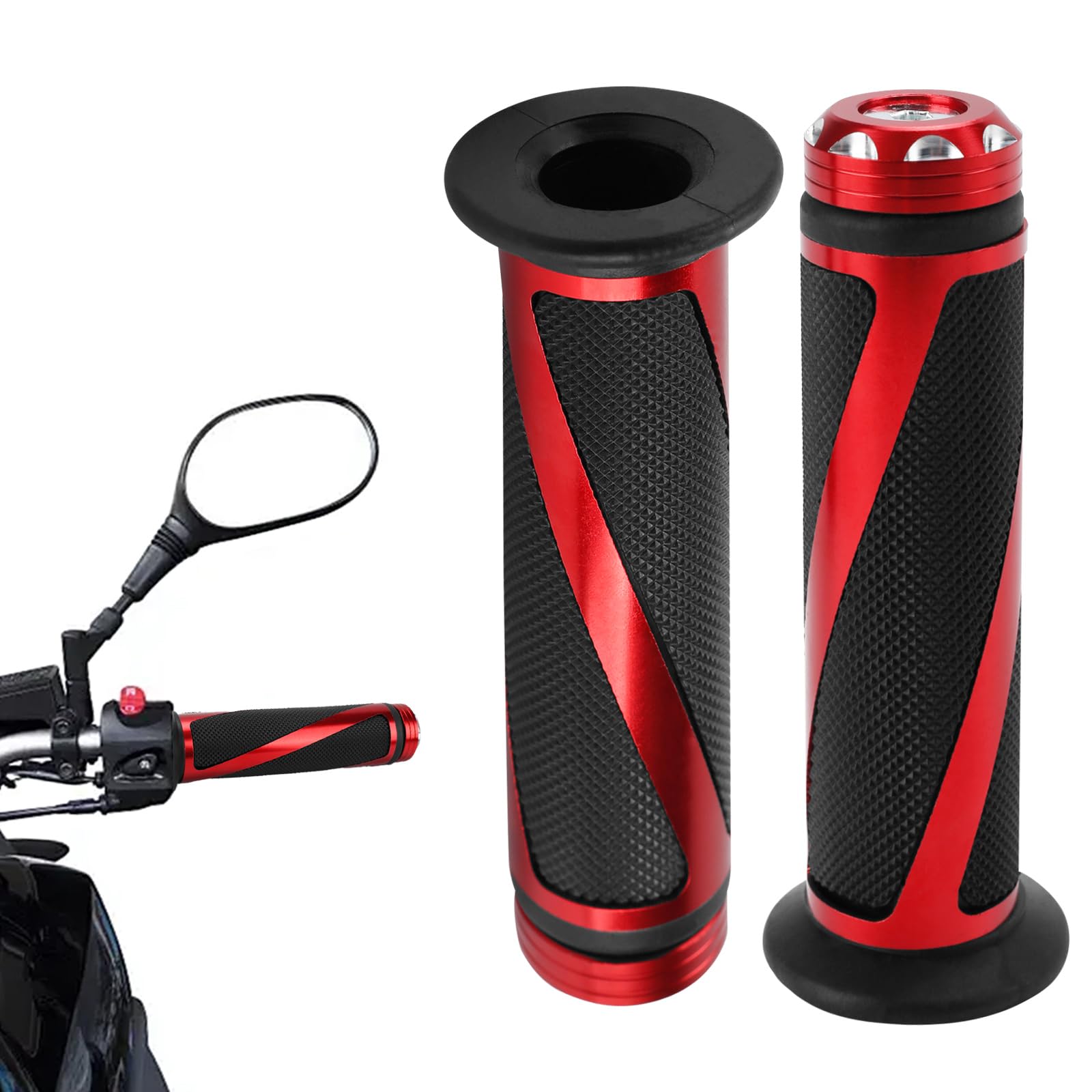 2PCS Motorcycle Handlebar Grips,22mm/24mm Motorbike Handlebar Rubber Grips,Non-slip Motorcycle Handle Bar Hand Grips,Bike Grips,Throttle Grip for Motocross Dirt Pit Bike Motorbike Grips — view 8