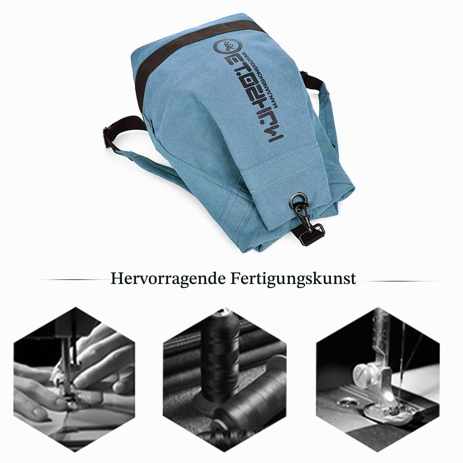 FANDARE Retro Rucksäcke Laptop Schulrucksack Leinwand Schultasche Mädchen Schulranzen Reise Tagesrucksack Teenager Daypacks für Herren Damen Uni Büro Alltag Freizeit Campus Wandern Dauerhaft Blau