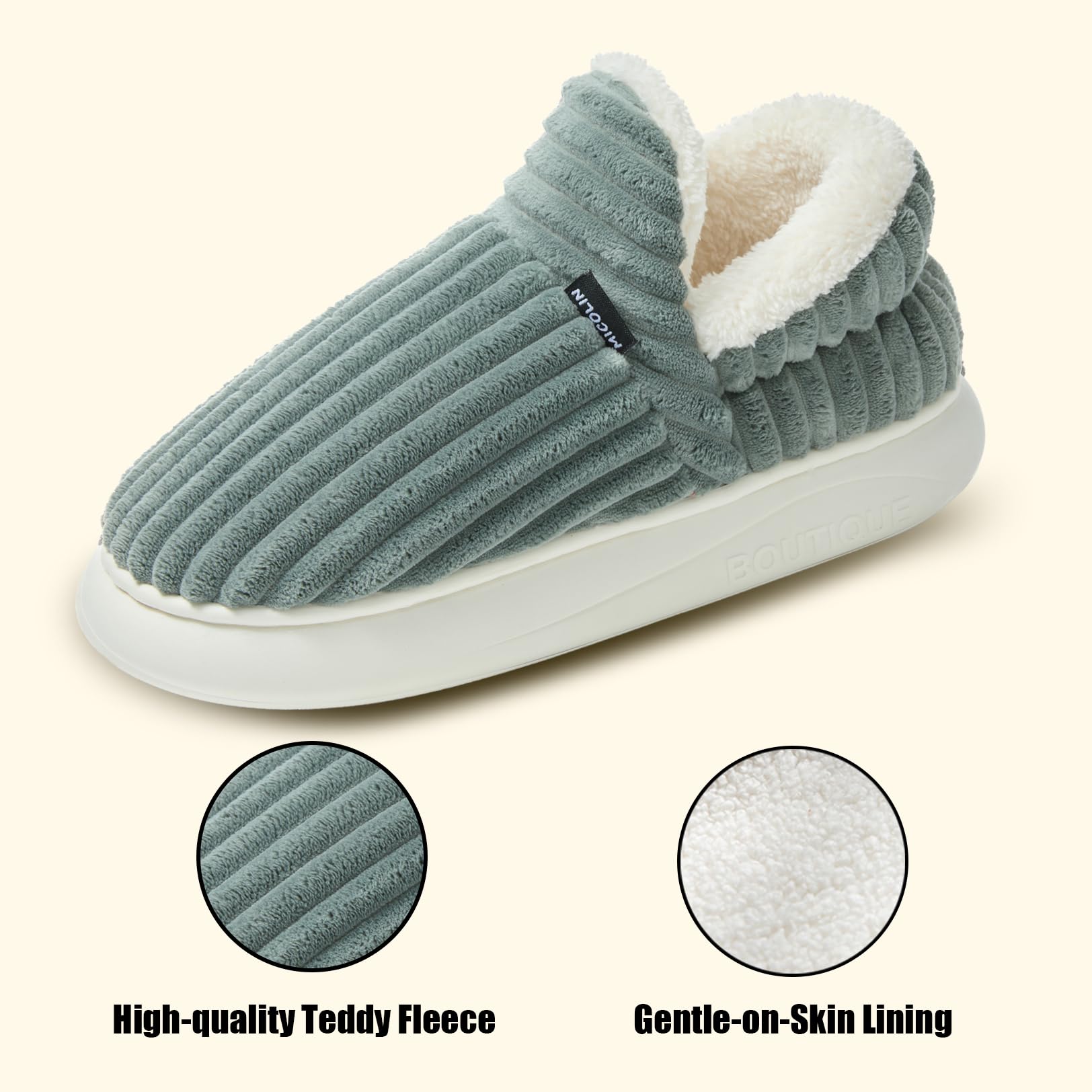 Misolin Pantofole Donna Invernali Peluche Ciabatte Casa Comode Pelose Inverno Scarpe Autunno Memoria Schiuma Antiscivolo Suola Cotone Morbida