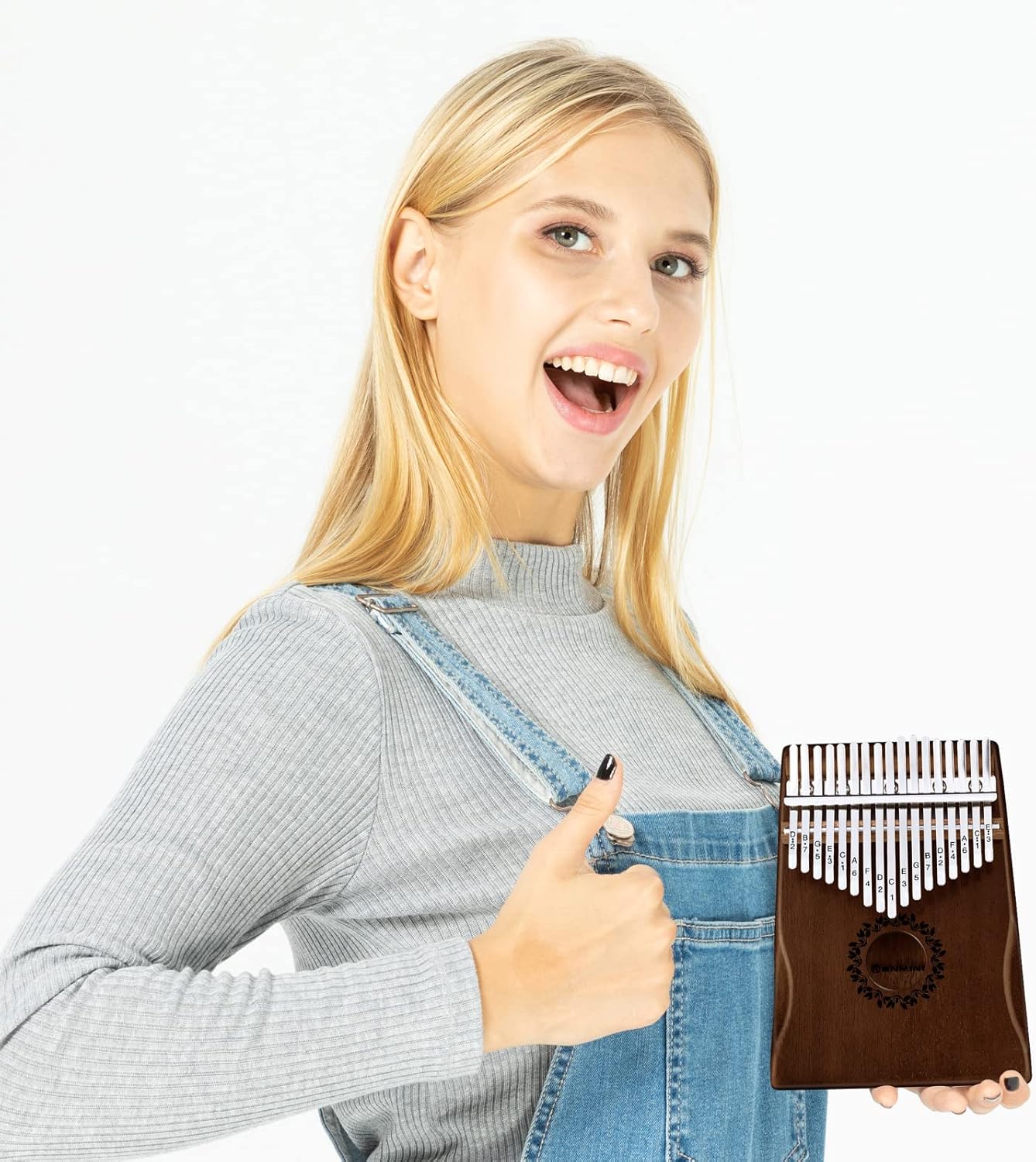 Kalimba Thumb Piano 17 Keys RANMING Mbira Finger Piano Kalimba Gifts for Adults With Portable Handbag and Tune Hammer Thumb Pianos Finger Harp (Mahogany-Hand Rest-Brown)