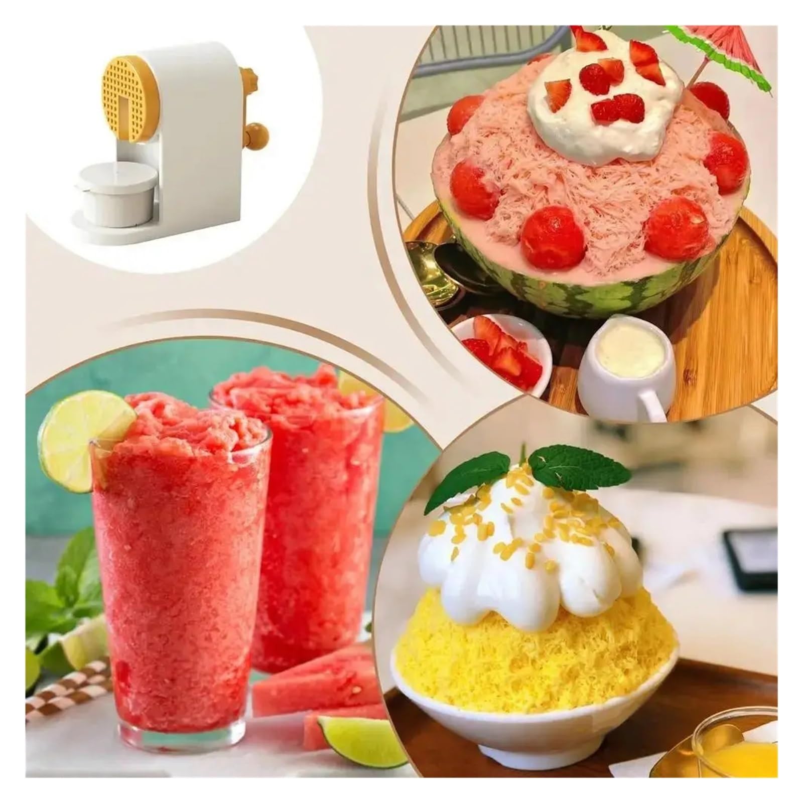 Máquina de hielo para encimera, Máquina de hielo manual con manivela, de acero inoxidable, for hacer granizados, fácil de usar, for uso doméstico