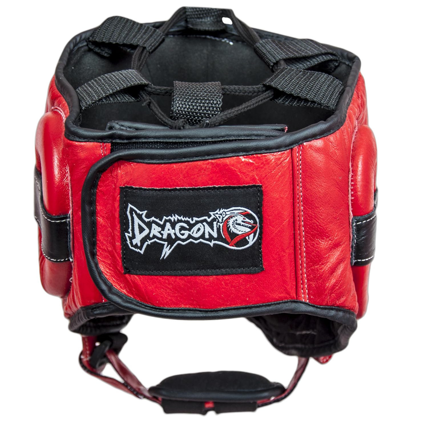 DragonDo 11751-L Profi Boxhelm aus Echtleder mit Stahl-Gesichtsschutz – Hochresistenter Kopfschutz für Sparring & Kampfsport – Verstärkter Schutz gegen Schläge – Rot-Schwarz