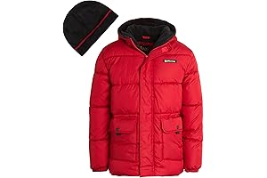 Boys' Winter Jacket - Fleece-Lined, Water-Repellent Ski Coat Sizes 14-16