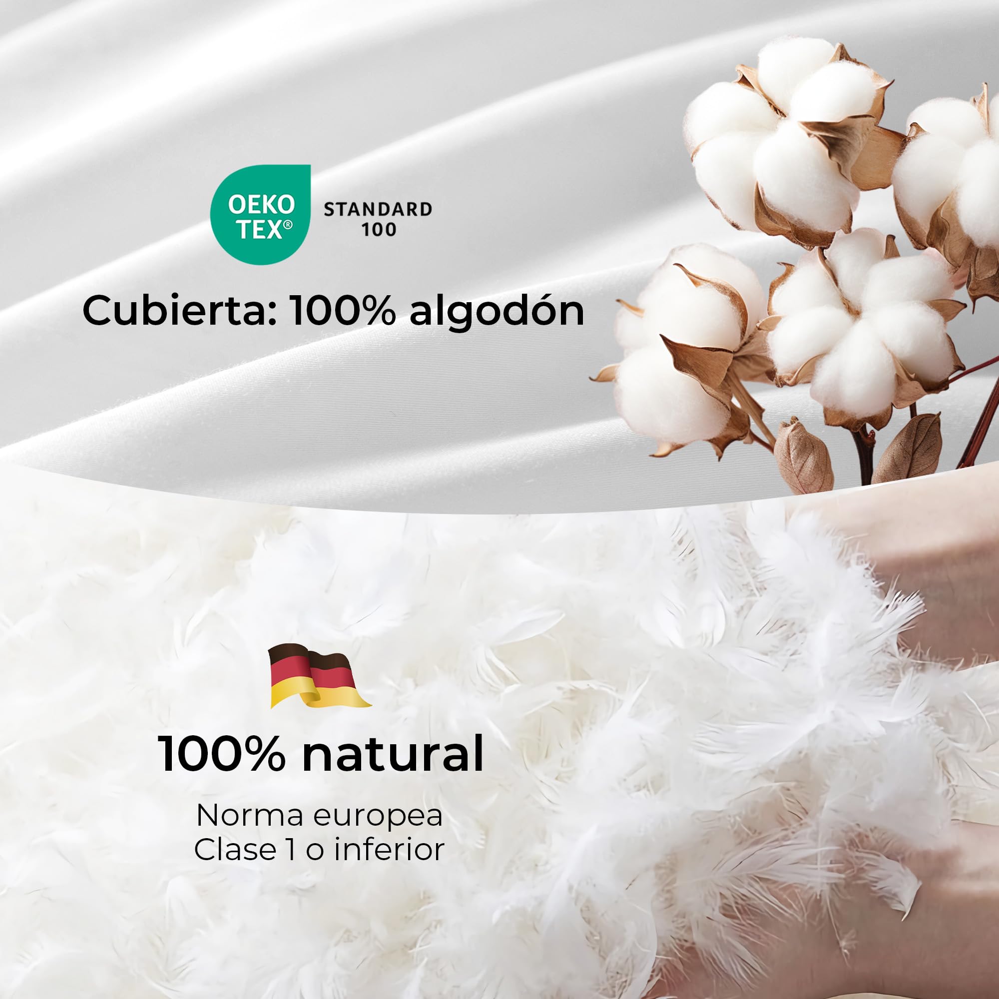 Deodar Edredón de plumón 220x240cm,edredón para Todo el año con 2930g de Relleno de plumón y Plumas,100% algodón, Suave,Lavable,con certificación Oeko-Tex y RDS,Fabricado en Alemania