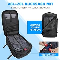 KINGSLONG 48L Vákuumos Utazó Hátizsák 17.3" Laptop Táska Repülőgép Kabin Méret Vízálló Fekete 4