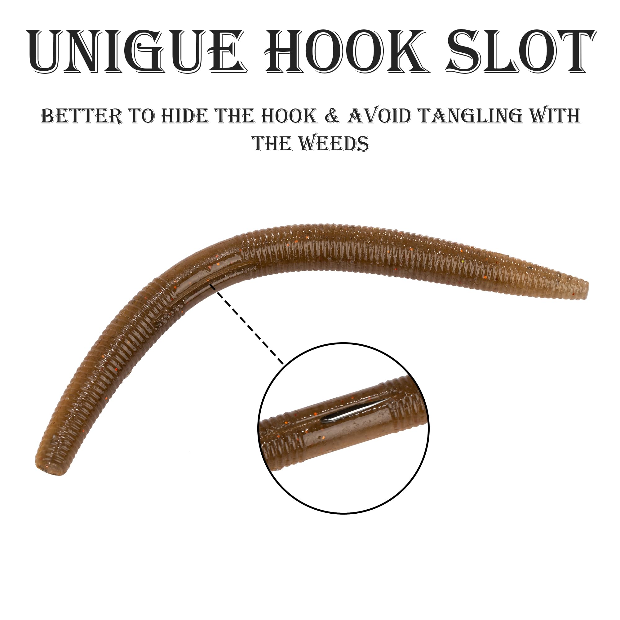 Kit de 30/50/78/100 piezas Senko Worms - Señuelos de pesca de plástico suave de 4 pulgadas/5 pulgadas con impregnación de sal para pesca de lubina