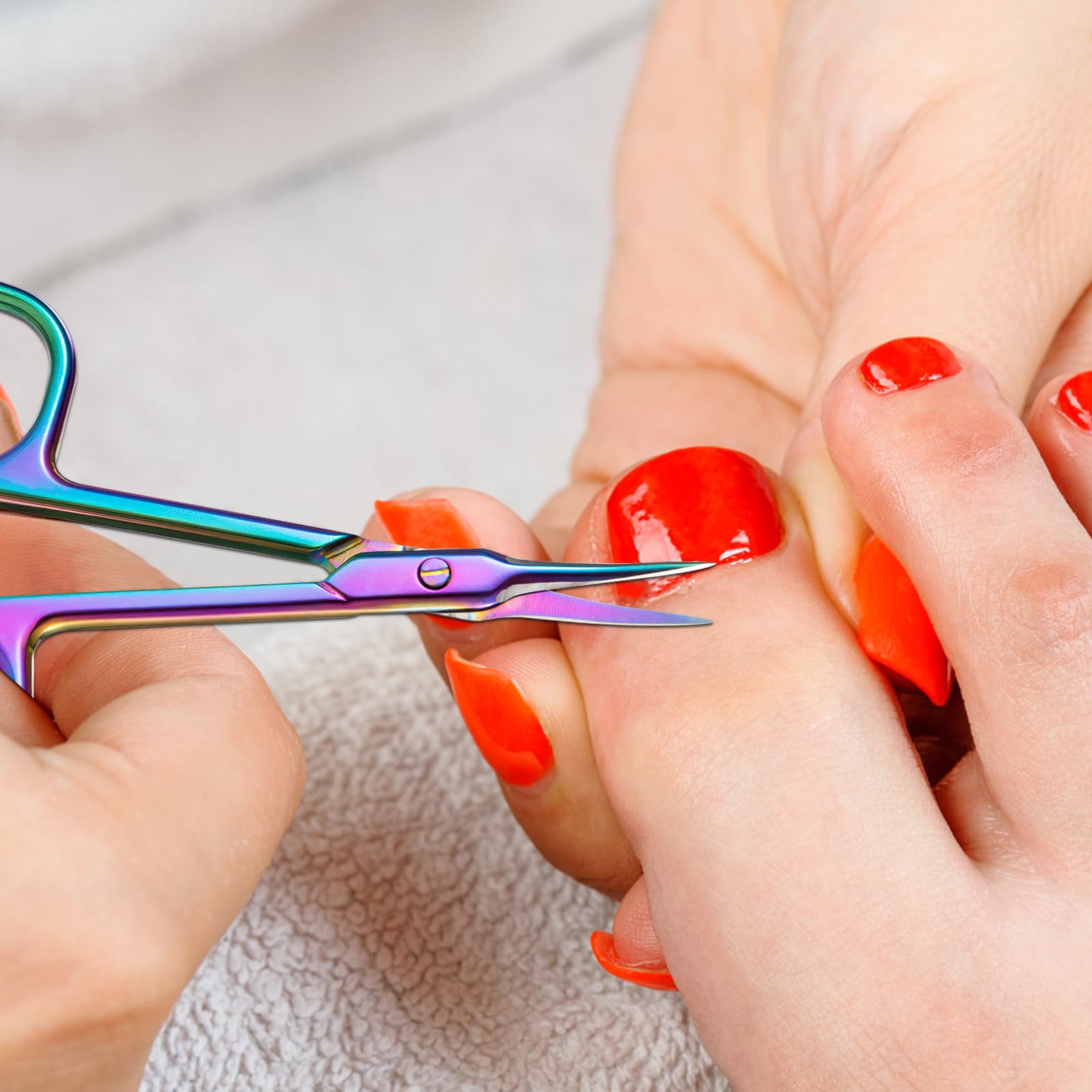 TNSLAND Ciseaux à Cuticules Professionnel en Acier Inoxydable Courbés Ultra Fins pour Pieds et Ongles, Sourcils et Cils