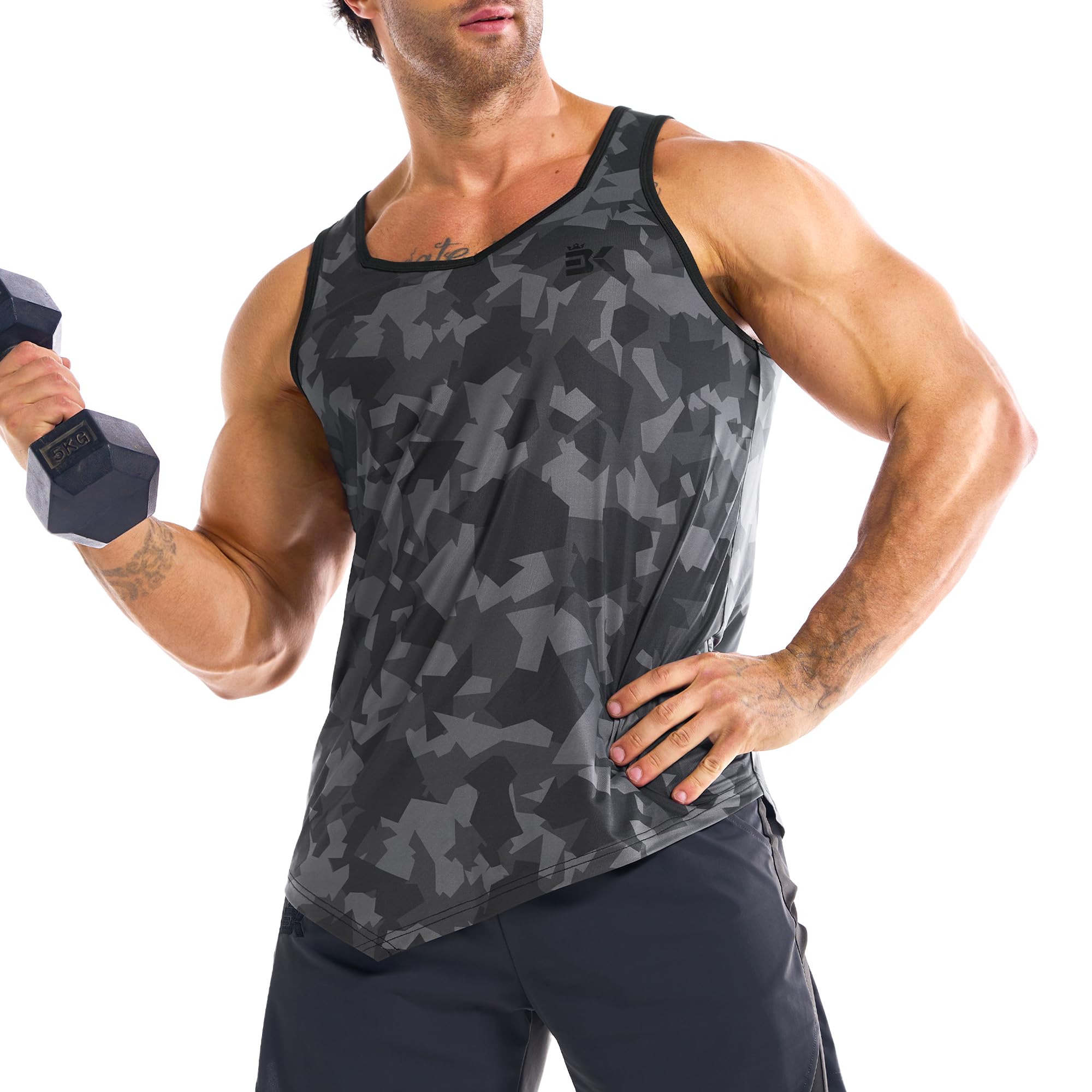 ZENWILL Pack de 3 Irregular Camiseta de Tirantes Ligera Entrenamiento Deportiva Hombre Chaleco Gimnasio Secado Rápido