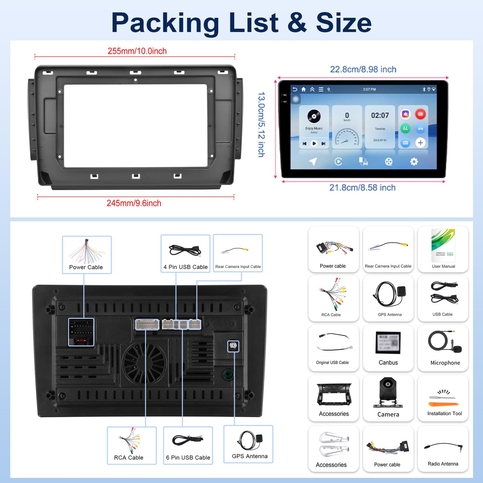 Android 15, 4G+128G GOHHDL Autoradio pour Peugeot 208 2008 2012-2018 avec Wireless Carplay Android Auto, 10.1 Pouces Poste Radio Voiture avec GPS Navi WiFi Bluetooth FM/RDS EQ SWC AHD Caméra&Mic