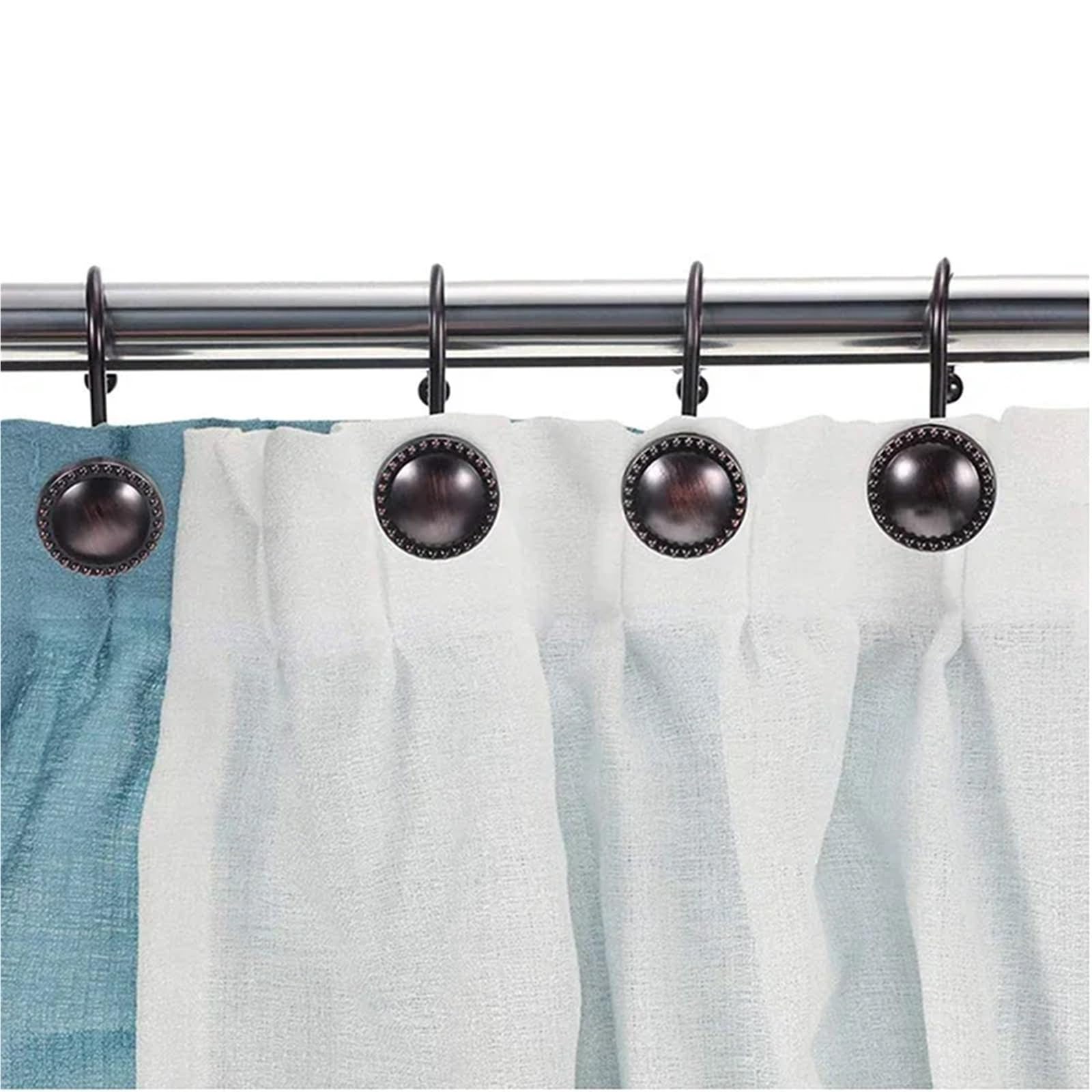 12 ganci decorativi antichi for tende da doccia, anello in bronzo lucidato a olio antiruggine for asta for tende da bagno