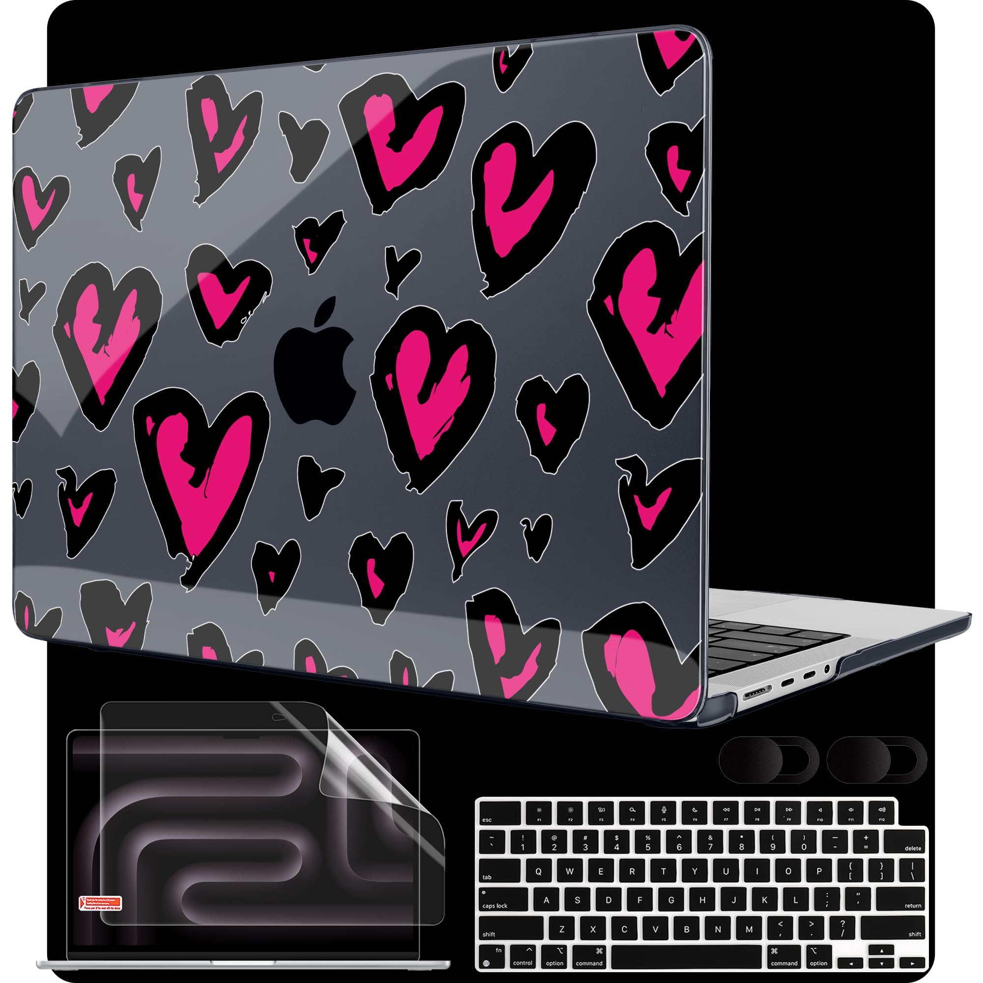 MEEgoodo Case for MacBook Pro 16 inch 2026 2024 2023 2021, Laptop Hard Shell Compatible with M5 M4 M3 M2 M1 Pro/Max Chip, Fit Model A3429/A3428/A3403/A3186/A2991/A2780/A2485, Handwritten Heart