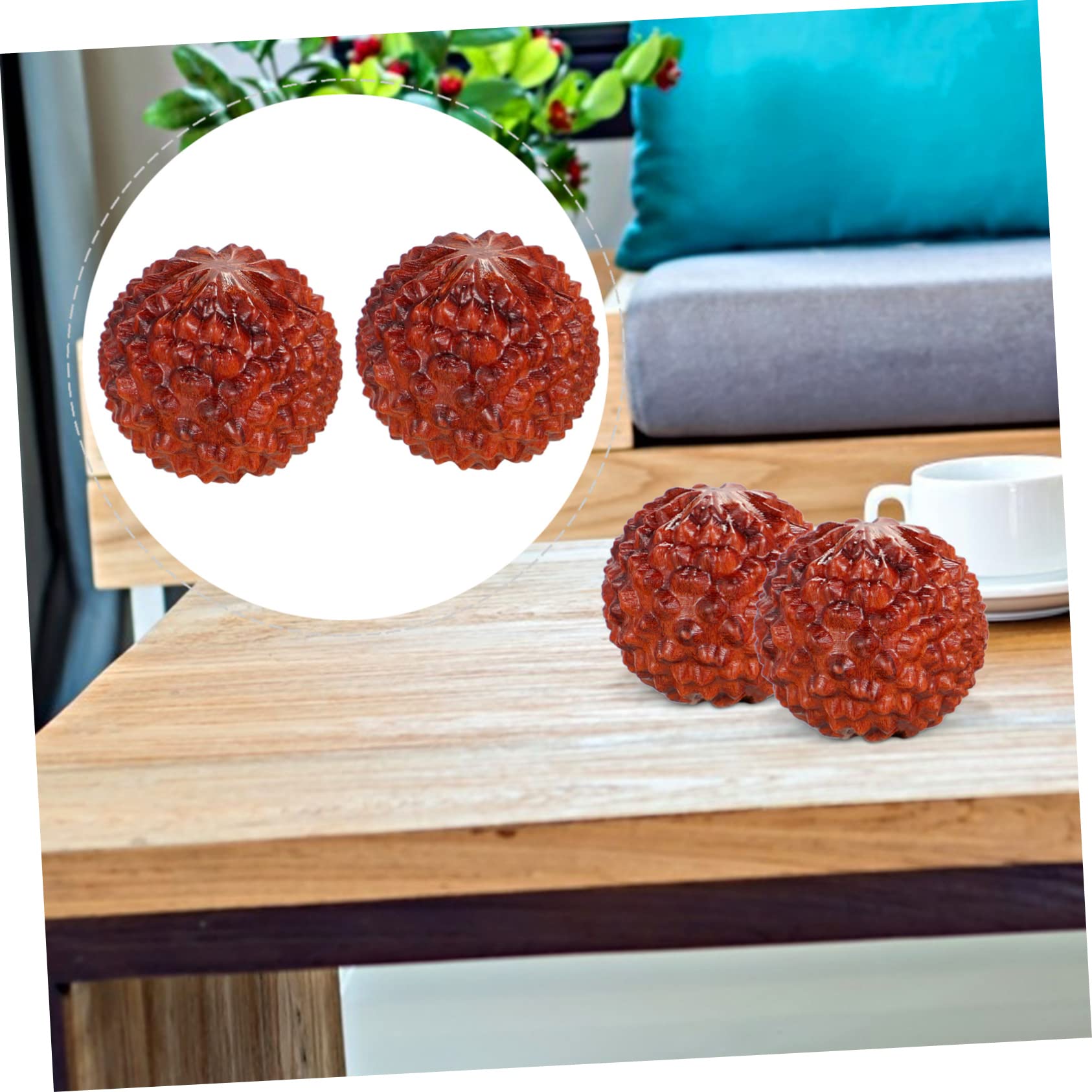 Healeved 3 Series Piezas De Mano De Huanghuali Juguetes Muñecos Masaje Con Bolas Puntiagudas Bolas De Masaje Manuales Bola Masajeadora Palo De Rosa Café 2 Piezas X 3